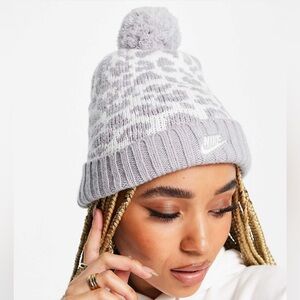 Nike Leopard Print Pom Pom Beanie